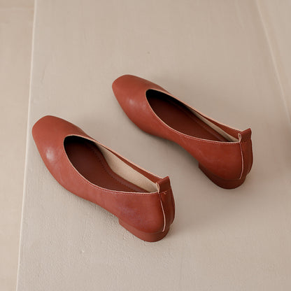 Zapatos de piel de res con tacón medio para mujer