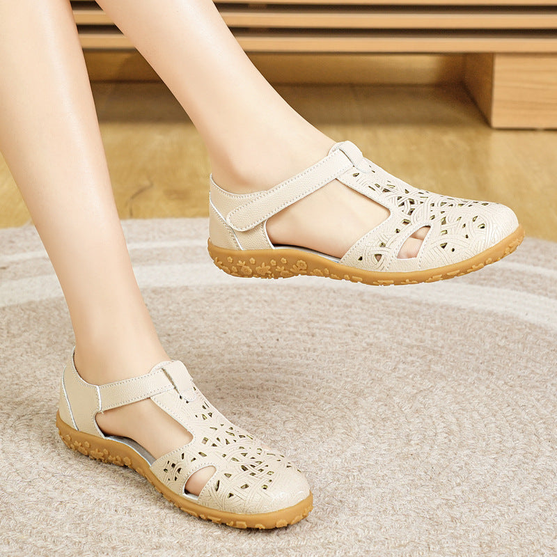 Sandalias de punta cerrada, suela suave, ligeras y con velcro