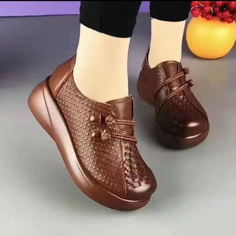 【100% piel de vacuno🔥】Zapatos elásticos con punta redonda.