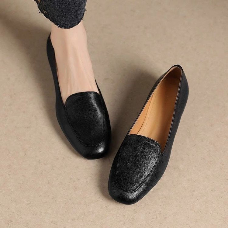 Mocasines de piel suave con corte bajo estilo francés