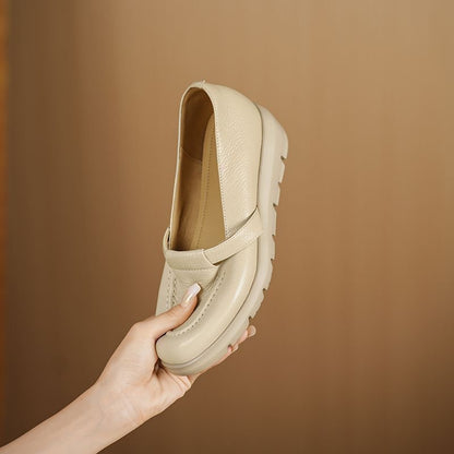 Zapatos de piel suave con plataforma y tacón de cuña