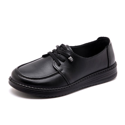 Zapatos para mujer de piel de res de segunda capa con punta redonda