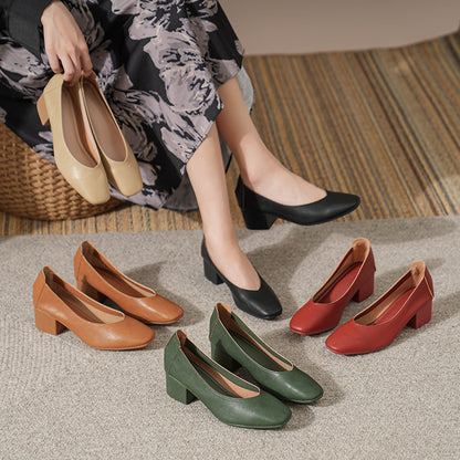 Zapatos de piel auténtica tacón ancho (varios tamaños disponibles)