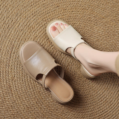 Mules de piel de cordero con tacón medio de 4.5 cm