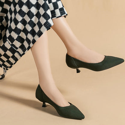 Zapatos de punto con suela suave y tacón medio, elegantes