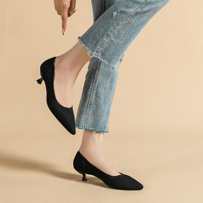 Zapatos de punto con suela suave y tacón medio, elegantes