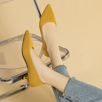 Zapatos de punto con suela suave y tacón medio, elegantes