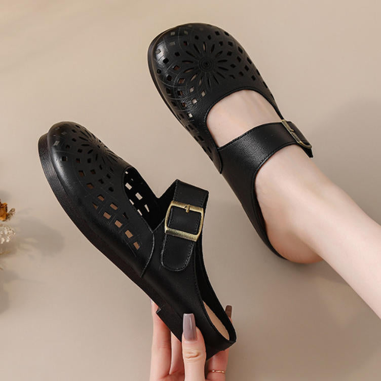 Zapatos de piel genuina con agujeros y suela suave