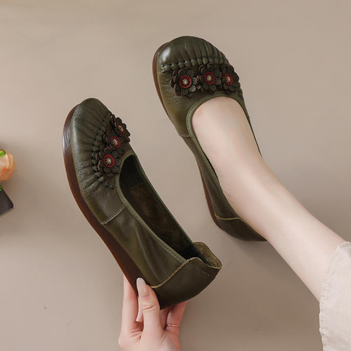 Zapatos étnicos – punta redonda, corte bajo, suela plana