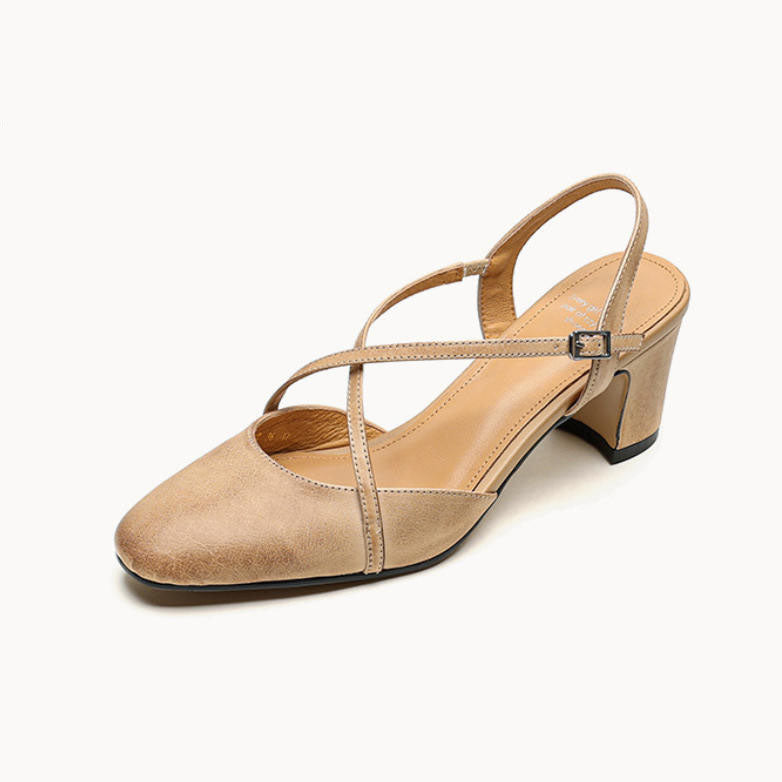 Sandalias de tacón alto con tiras cruzadas en piel de res