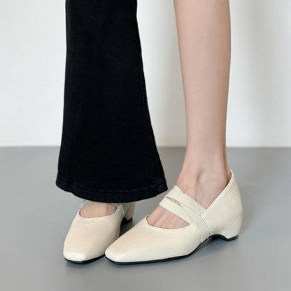 Zapatos de piel estilo ballet con banda elástica