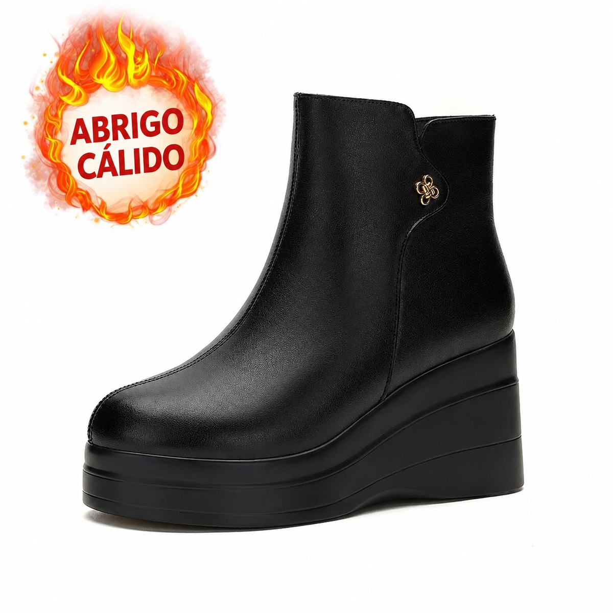 Botines de Cuña Cómodos con Cremallera Lateral