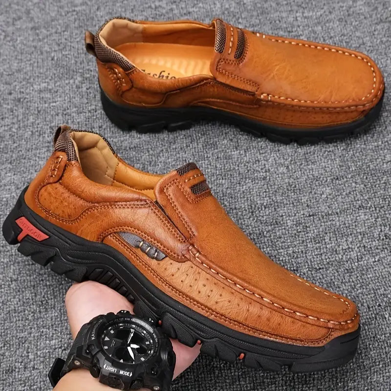 Zapatos casuales de cuero para exteriores para hombres