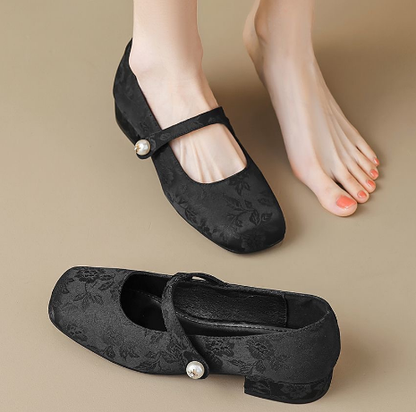 Zapatos de muletas de seda para mujer