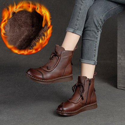 [100% piel de vacuno]Botas retro de piel suave